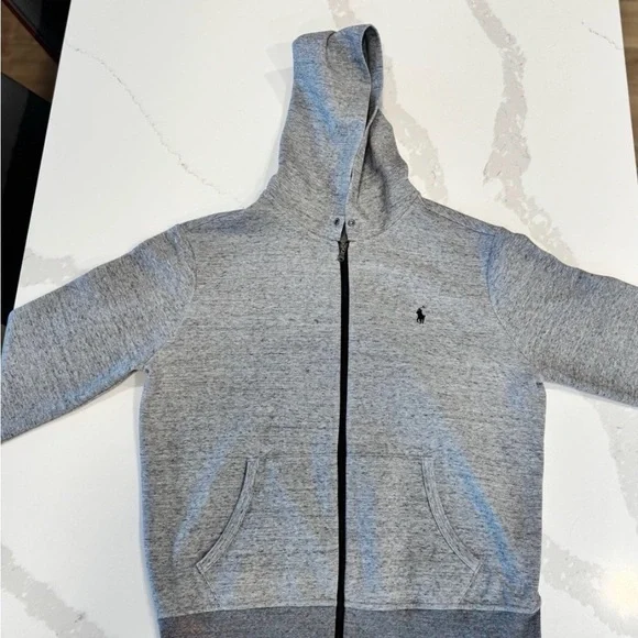 Polo Ralph Lauren men's full-zip fleece hoodie in a heather gray - Picture 2 of 6